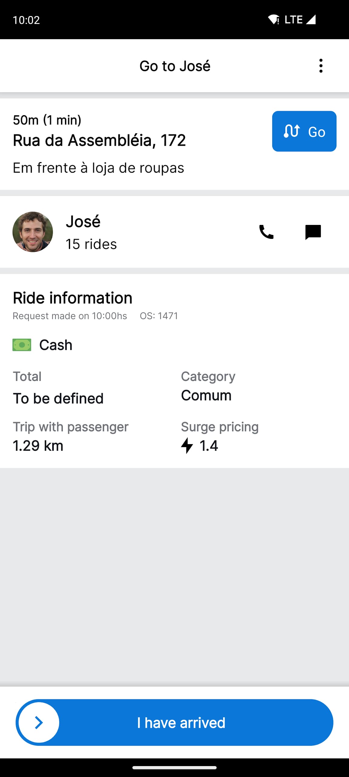 Tela 4 do aplicativo Nexo Viagens para motoristas